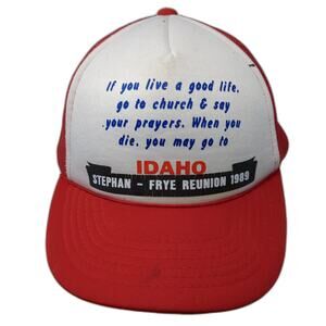 Idaho Stephan-Frye Reunion 1989 Snapback Trucker Hat Red OS That Hat Vintage